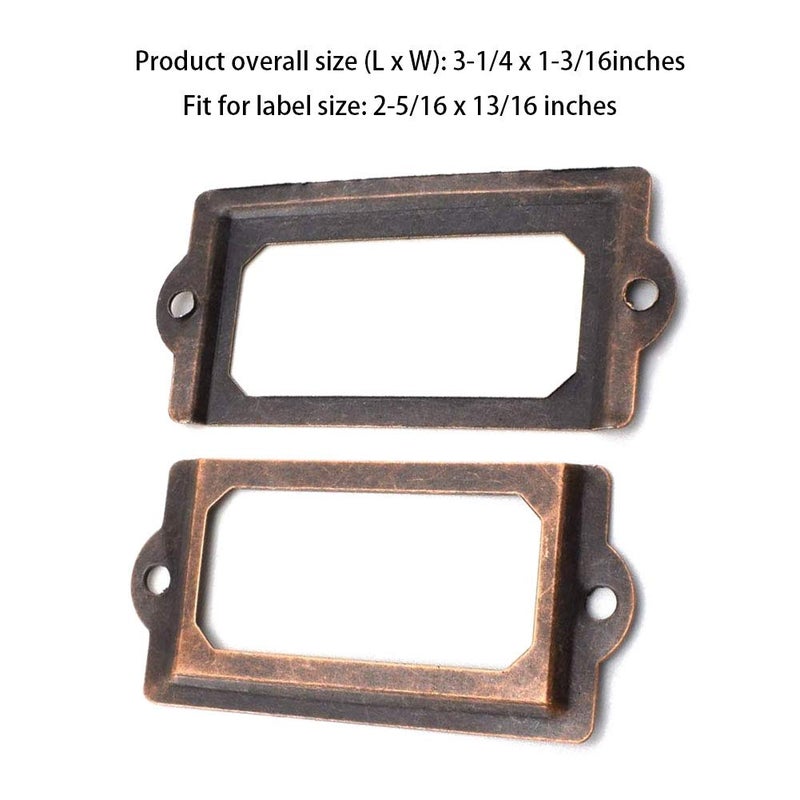 Bluecell 10pcs 83 x 30mm Bronze Color Metal Office File Cabinet Shelves Drawer Name Card Label Holder Frames with Screws - Image 2